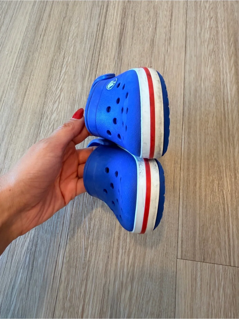 CROCS Kids Classic Clogs in Royal Blue with Red-Trim Sole